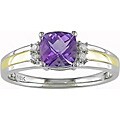 10k Two-tone Gold Amethyst and Diamond Ring