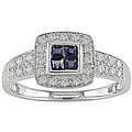 10k White Gold Sapphire and 1/5ct TDW Diamond Ring