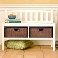 Beacon White Bench with Rattan Baskets