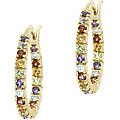 Sterling Silver 18k Gold Overlay Multi-gemstone Inside-out Hoop Earrings