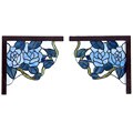 Tiffany-style Blue Flowers Corner Panel