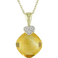 10k Gold Square Citrine and Diamond Necklace