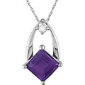 10k White Gold Amethyst and Diamond Necklace