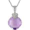 10k Gold Square Amethyst and Diamond Necklace