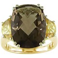 10k Yellow Gold Smokey Quartz and Citrine Ring