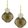 10k Gold Smokey Quartz and Diamond Earrings