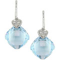 10k Gold Sky Blue Topaz and Diamond Earrings