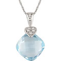 10k Gold Sky Blue Topaz and Diamond Necklace