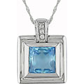 14k Gold Swiss Blue Topaz and Diamond Necklace
