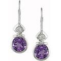 10k Gold Amethyst and 1/10ct TDW Diamond Earrings