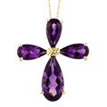 14k Yellow Gold Amethyst Cross Necklace