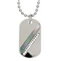 Silvertone Black Mother of Pearl Dog Tag Necklace