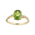 14k Yellow Gold Peridot and Diamond Ring