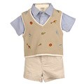 BT Kids Infant Boy's Khaki Sweater/ Seersucker Shorts Set