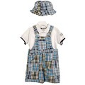 BT Kids Toddler Boy's Navy Plaid Patchwork Shortall Set