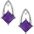 10k Gold Amethyst and Diamond Accent Earrings
