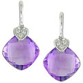 10k Gold Amethyst and Diamond Accent Earrings