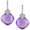 10k Gold Amethyst and Diamond Accent Earrings