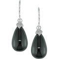 10k White Gold Black Onyx and Diamond Earrings