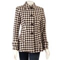 AK Anne Klein Brown and White Houndstooth Coat
