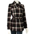 AK Anne Klein Double-breasted Plaid Coat