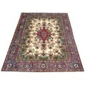 Persian Hand-knotted Tabriz Ivory/ Grey Rug (9'6 x 12'10)