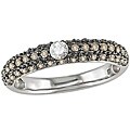 10k White Gold Brown Diamond White Sapphire Ring