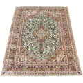 Persian Kashan Hand-knotted Green/ Camel Rug (8' x 11'2)