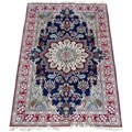 Sino Tabriz Hand-knotted Navy/ Red Silk Rug (5' x 8')