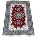 Sino Tabriz Hand-knotted Red/ Navy Silk Rug (5' x 8')