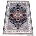 Sino Tabriz Hand-knotted Navy/ Ivory Silk Rug (5' x 8')