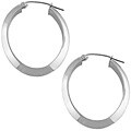 14k White Gold Pointed Oval Hoop Earrings