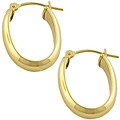 14k Yellow Gold Bar-like Oval Hoop Earrings
