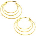 14k Yellow Gold Triple Wire Hoop Earrings