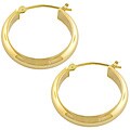 14k Yellow Gold Wide Bar Round Hoop Earrings