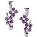 10k White Gold Amethyst and Diamond Hoop Earrings
