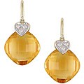10k Yellow Gold Diamond Citrine Earrings