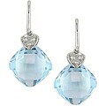 14k White Gold Sky Blue Topaz and Diamond Earrings