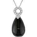 10k White Gold 1/8ct Diamond Black Onyx Necklace