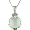 10k White Gold Diamond Green Amethyst Necklace