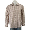 Perry Ellis Men's Long-sleeve White Plaid Shirt