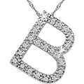 14k White Gold 1/10ct TDW Diamond 'B' Necklace