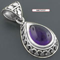 Sterling Silver and Cabochon Gemstone Pendant (India)