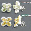 Sterling Silver and Gemstone Flower Earrings (India)
