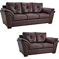 Brown Pillow Top Arm Leather Sofa and Loveseat Set