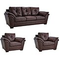 Brown Pillow Top Arm Leather Sofa and Two Chairs