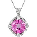 10k White Gold Diamond Pink Topaz Necklace