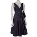 Max & Cleo Women's Taffeta Faux Wrap Dress with Sash Bow