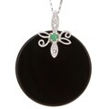 14k White Gold Black Onyx with Green Jade Necklace