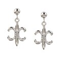 14k White Gold Fleur De Lis Earrings